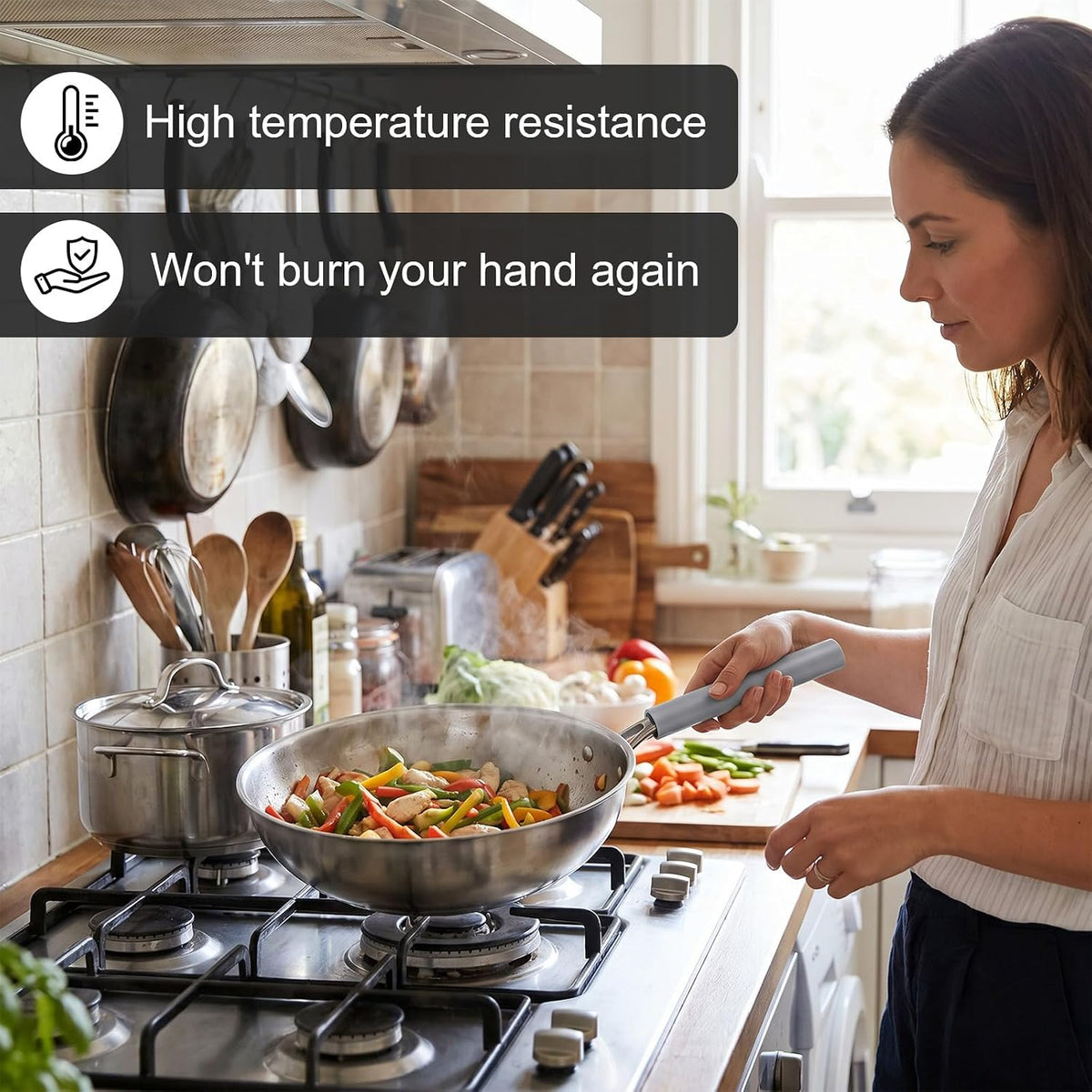 2 Pcs Heat-Resistant Pot Handle Upgraded Silicone Pan Handle Sleeve