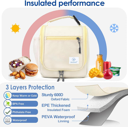 Genteen Kids Lunch Box, Insulated Lunch Bag for Kids, Toddler, Girl, and Boy; Holds Lunch Box, Water Bottle, & Snacks; Easy-Clean Water-Resistant Fabric & Multiple Zippered Pockets (Yellow Blue)