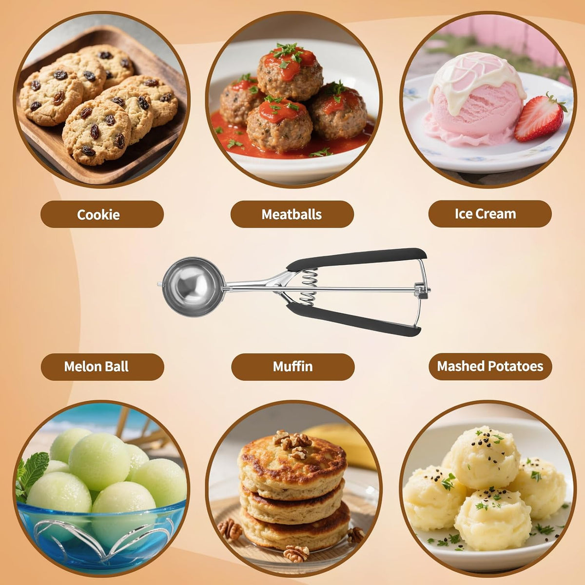 Large Cookie Scoop 3 Tablespoon, Size #20 Dough Scoops for Baking, Trigger Ice Cream Scooper, Stainless Steel Portion Scoop for Jumbo Cookies, Pancakes, Cupcakes, Meatballs