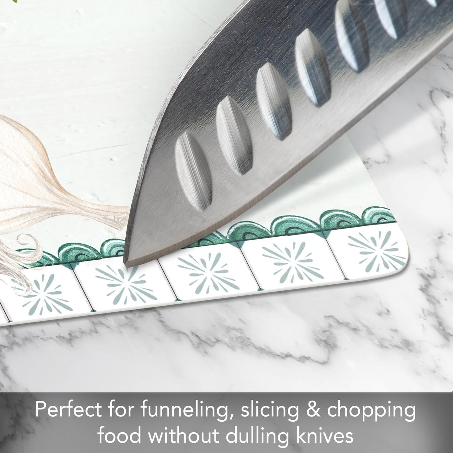 Cut N' Funnel Eat Fresh Designer Flexible Cutting Board Mat 15" x 11.5" Made in the USA Decorative Flexible Easy to Clean