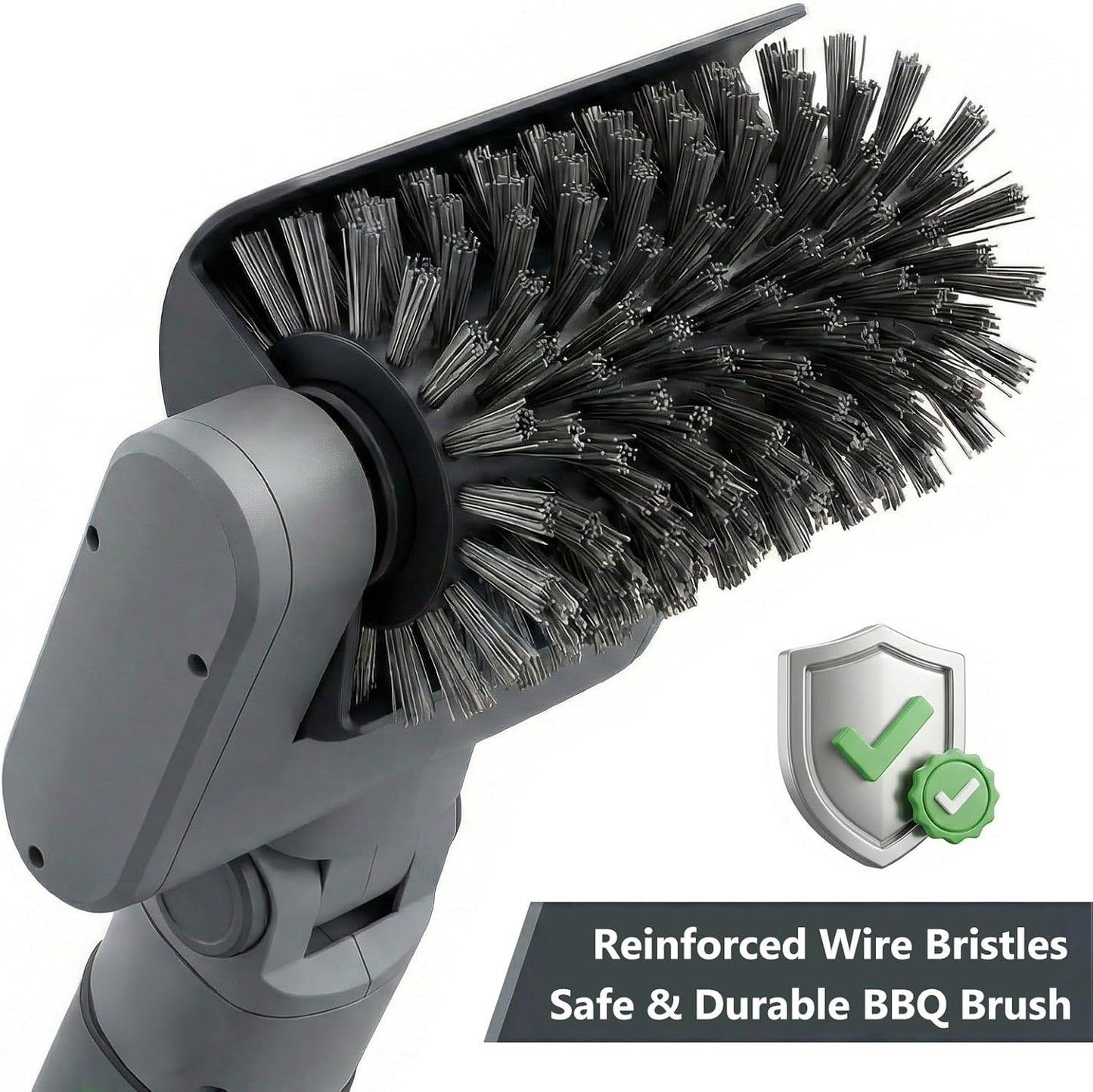 Electric Grill Brush 3-in-1 Kit – Cordless BBQ Cleaner with Reinforced Safe Metal Bristles – 2 Hours Runtime, Waterproof & Dishwasher Safe Removable Brushes for Deep Cleaning (Red Wood Coating)