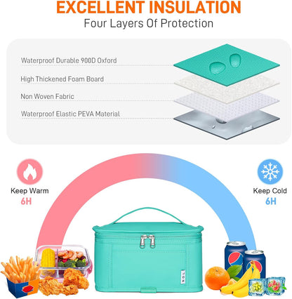 NOL Mini Insulated Lunch Bag for Women Men Kids | Small Leakproof Reusable Lunch Tote | Fits 6 Cans 330ml | Thermal Cooler for Work School Picnic Camping, Navy blue