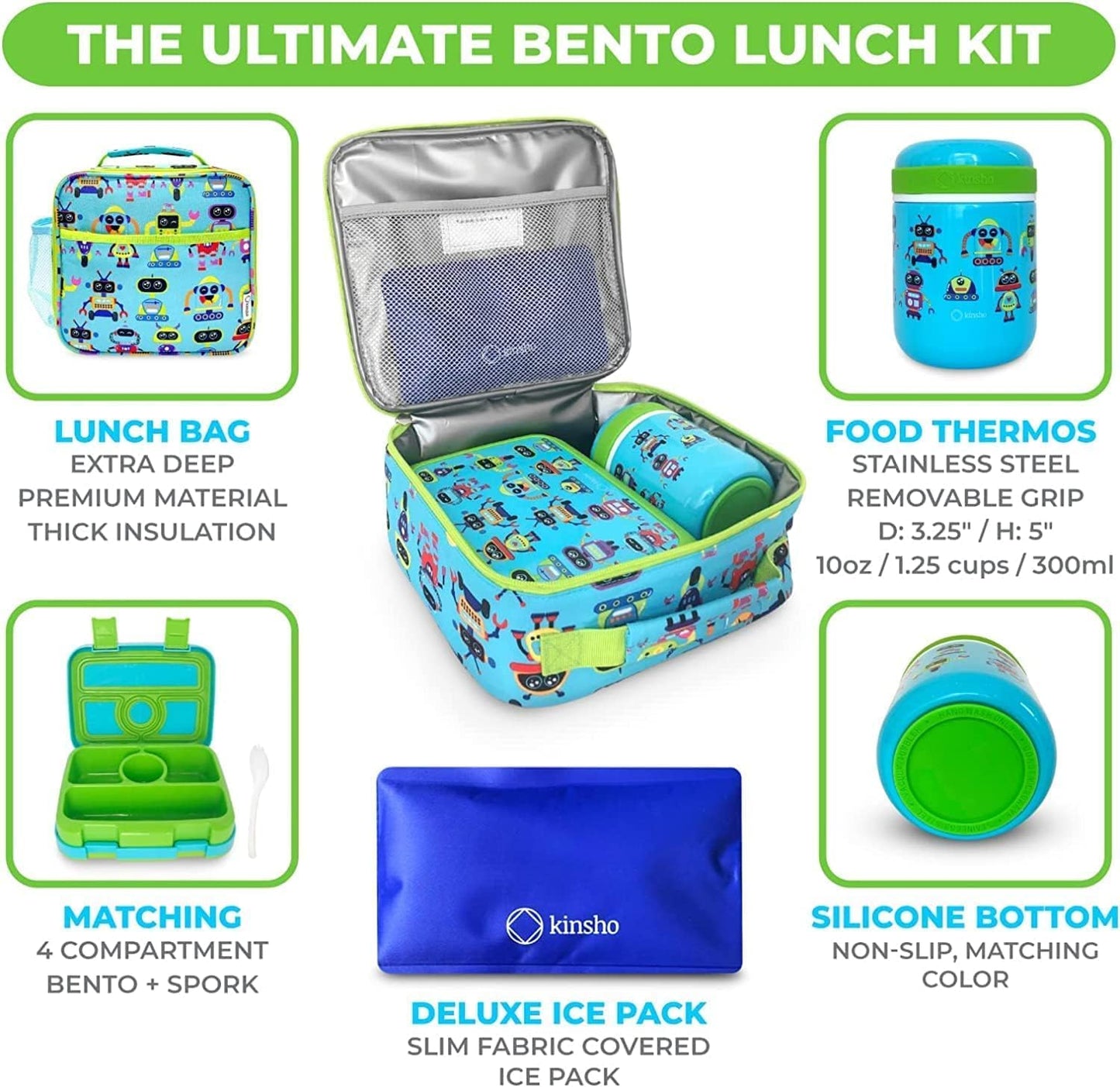 Bento Box with Stainless Steel Thermo, Insulated Lunch Bag, Ice Pack Set for Kids - 5 Compartments, Lunches or Snack Container for Girls, Toddlers Daycare Pre-School, Kindergarten Purple Unicorn