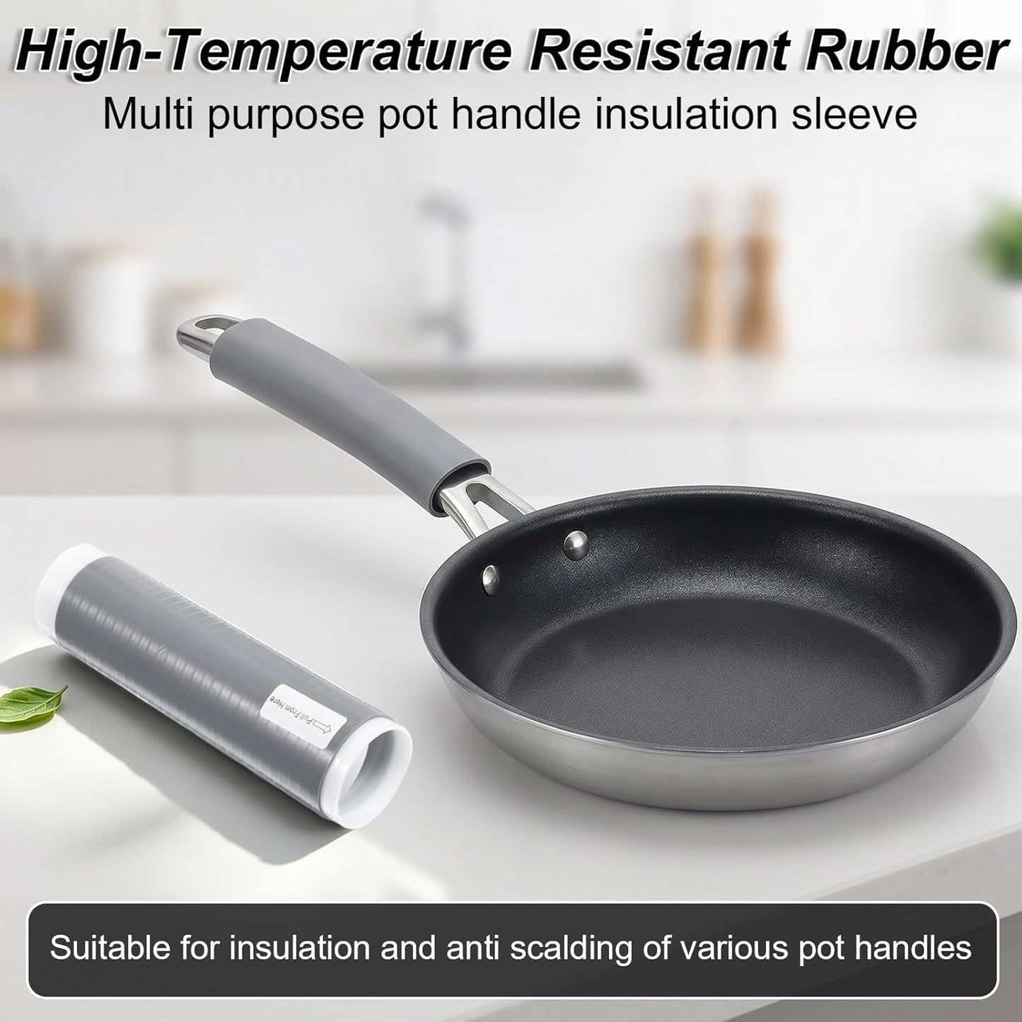 2 Pcs Heat-Resistant Pot Handle Upgraded Silicone Pan Handle Sleeve Silicone Cover Non-Slip Cast Iron Handles Cover Multipurpose Kitchen Protection Cylinder Hot Handles Holder Sleeve for Medium