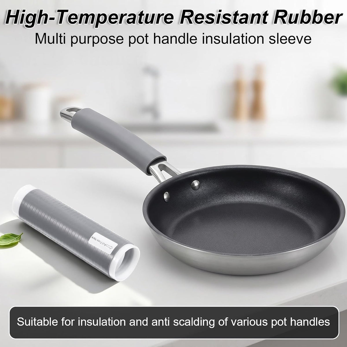2 Pcs Heat-Resistant Pot Handle Upgraded Silicone Pan Handle Sleeve
