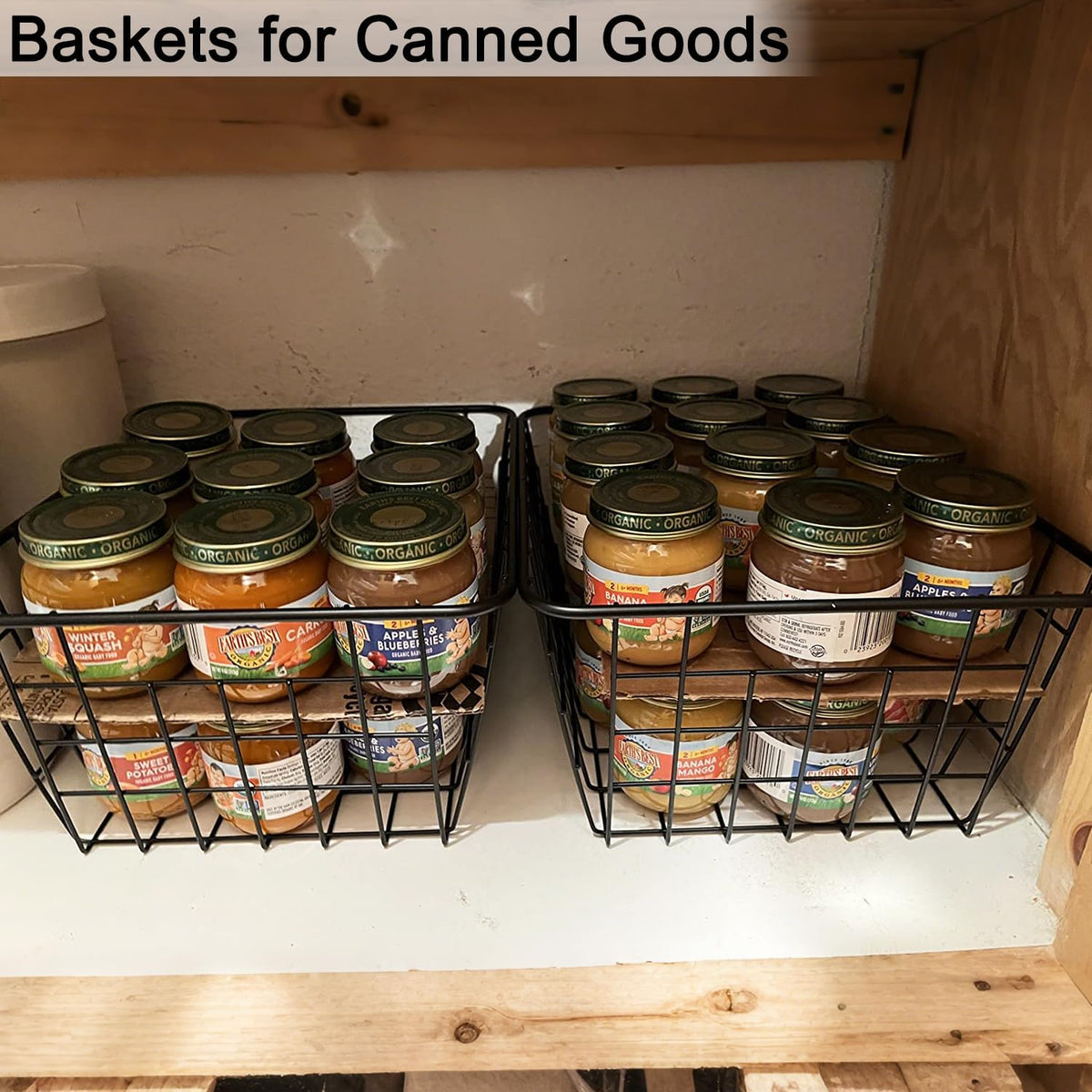 3 Pack Large Wire Baskets for Organizing 14.2'' Metal Wire Baskets with Built-in Handles, Wire Storage Basket Black Metal Freezer Organizer Wire Basket for Pantry, Cabinets, Bathroom