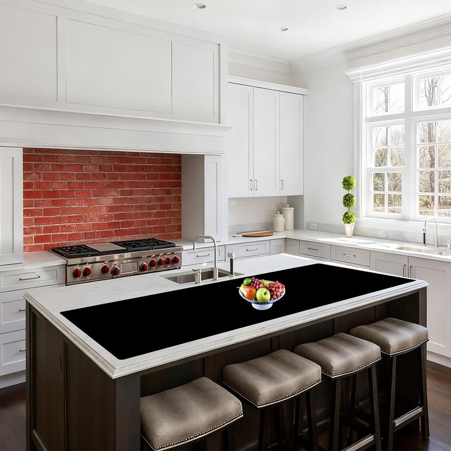 47.2"x23.6"(120cmx60cm) Large Silicone Mat for Kitchen Counter, Non-Slip Heat Resistant Countertop Protector, Waterproof Multipurpose Mat for Kitchen Island, Black