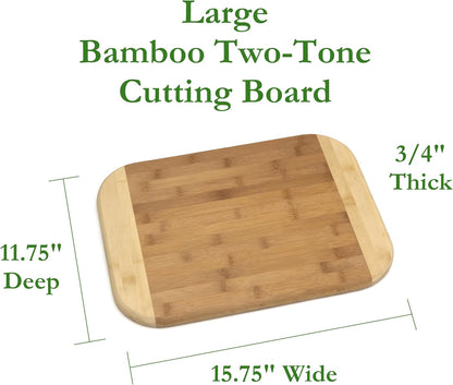 Lipper International Bamboo Wood Two-Tone Kitchen Cutting and Serving Board, Small, 7 3/4" x 6" x 1/4", Set of 2