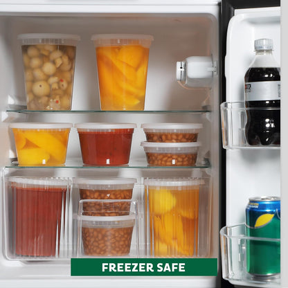 Freshware Food Storage Containers [24 Set] 32 oz Plastic Deli Containers with Lids, Slime, Soup, Meal Prep Containers, BPA Free, Stackable, Leakproof, Dishwasher and Freezer Safe, Translucent
