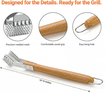 Grill Scraper with Adjustable Blade, 13 Notches Universal Bristle Free Grill Brush for Hot & Cold Grill Grates, Heavy Duty Stainless Steel Grill Cleaning Tool for Gas Charcoal Electric Grills