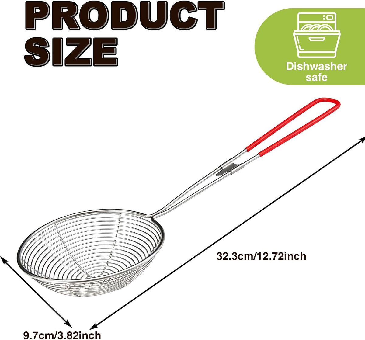 6 Pieces Stainless Steel Spider Strainer Skimmer, 4 Inch Hot Pot Kit Strainer Scoops with Long Handle, Asian Skimmer Spoon Ladle for Boba Pearls, Pasta, Meatball, Cooking & Frying Food