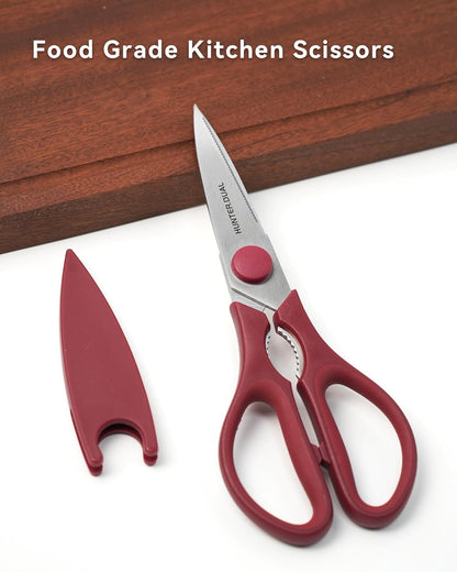 Kitchen Scissors for Food, HUNTER.DUAL Heavy Duty Come Apart Poultry Shears for Cooking, All Purpose for Cutting Chicken, Meat, Fish & Vegetables (Auqa, 8.35 Inch)