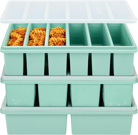 Silicone Freezer Trays with Lids, 2 Cup & 1 Cup & 1/2 Cup Soup Freezer Container Molds for Freezer - Leakproof, Dishwasher, Oven Safe, Ideal for Frozen Broth, Leftovers & Meal Prep, BPA Free 3 Pack