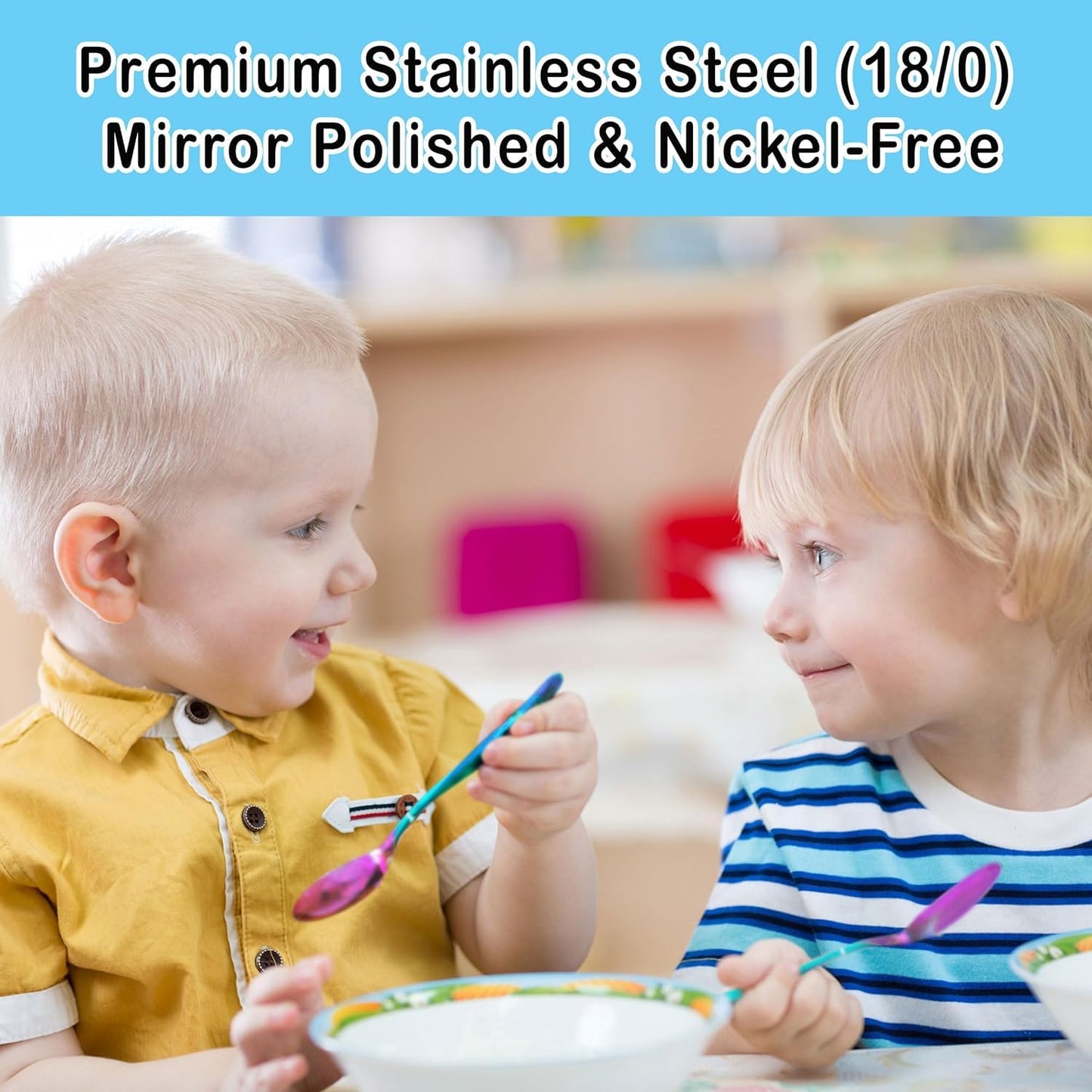 CHILLOUT LIFE Stainless Steel Kids Silverware Set 15 Pieces - Child and Toddler Safe Flatware - Kids Utensil Set - Metal Kids Cutlery Set Includes 5 Small Kids Spoons, 5 Forks & 5 Knives