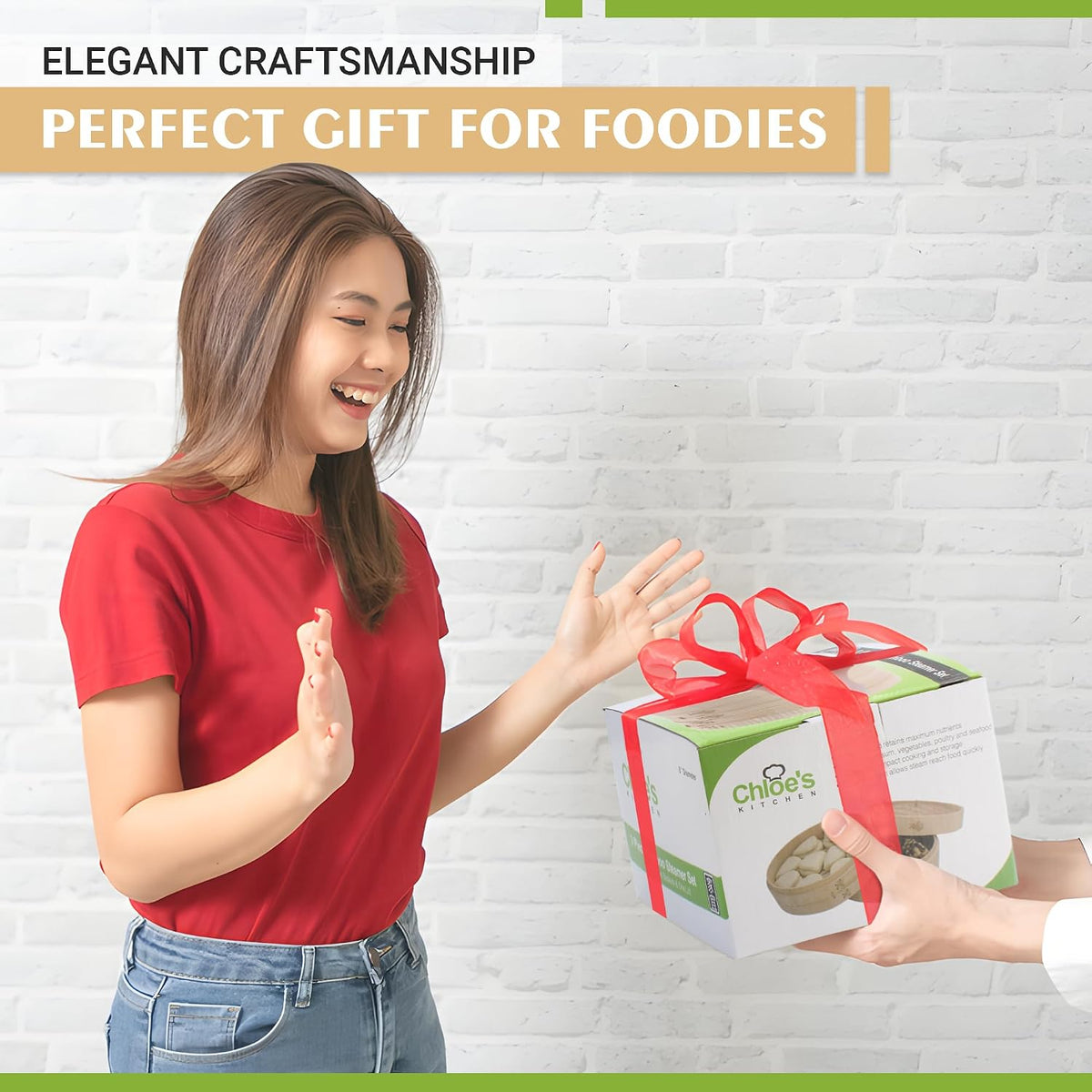 Zoie + Chloe Bamboo Steamer Basket - 2-Tier Dumpling Steamer for Cooking with 2 Reusable Cotton Liners for Bao, Dim Sum, Veggies, Asian Steamed Buns -Stackable, Space-Efficient - 8-Inch Steam Basket