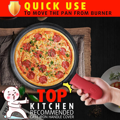 Cbiumpro 2-Pack Cast Iron Handle Cover, Silicone Heat Resistant Hot Cast Iron Skillet Pan Handle Covers Holder Sleeve