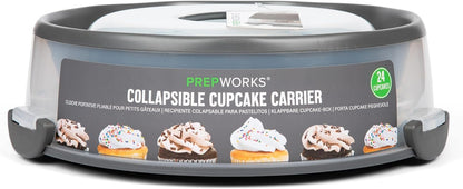 PrepWorks Collapsible Cupcake Carrier - 12-Cup Capacity, Foldable Design for Easy Storage and Transport of Cupcakes and Muffins, 9.88" x 15.75"