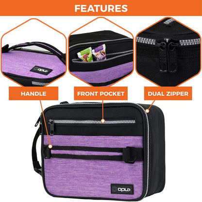 opux Insulated Lunch Box for Men Women Adult, Compact Lunch Bag for Kids Boy Girl Teen, Soft Lunch Cooler Bag for Work School, Leakproof Lunchbox Lunch Pail with Clip-on Buckle, Grey Flowers