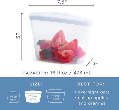 Stasher Premium Reusable Silicone Food Storage Bags, 2-Pack, Clear