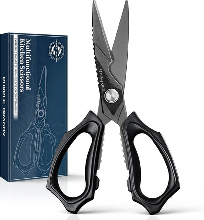 Purple Dragon Kitchen Scissors for Food - Heavy Duty Kitchen Shear Black
