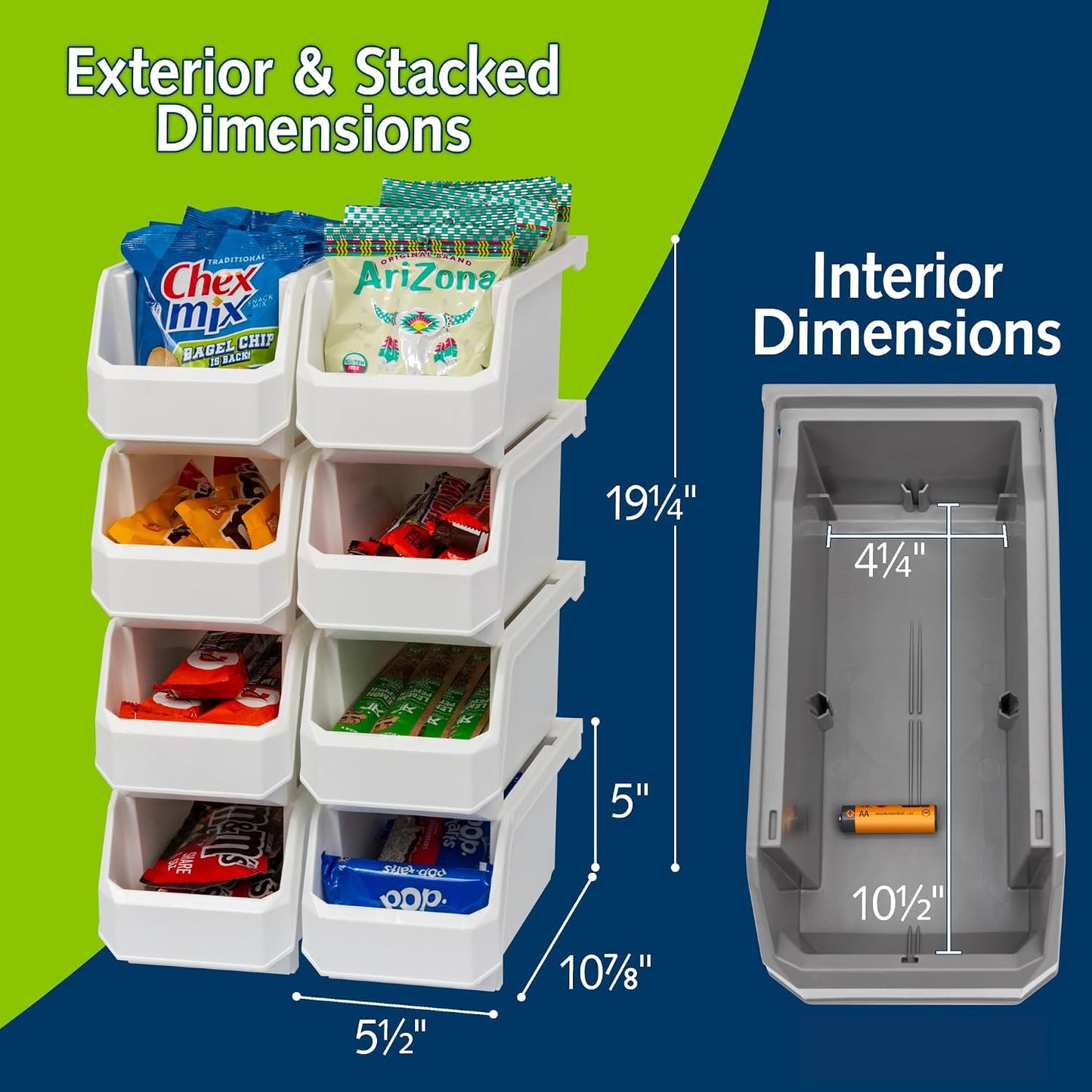 ReadySpace Medium Plastic Storage Bins, Stackable Organizer Containers for Closet Pantry Shelf Garage and Office Organization, Clear, 8 Pack