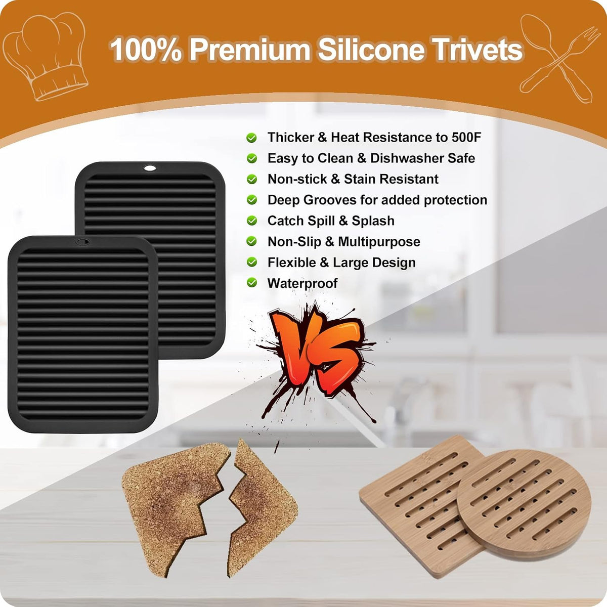Joyhalo 4 Pack Trivets for Hot Dishes