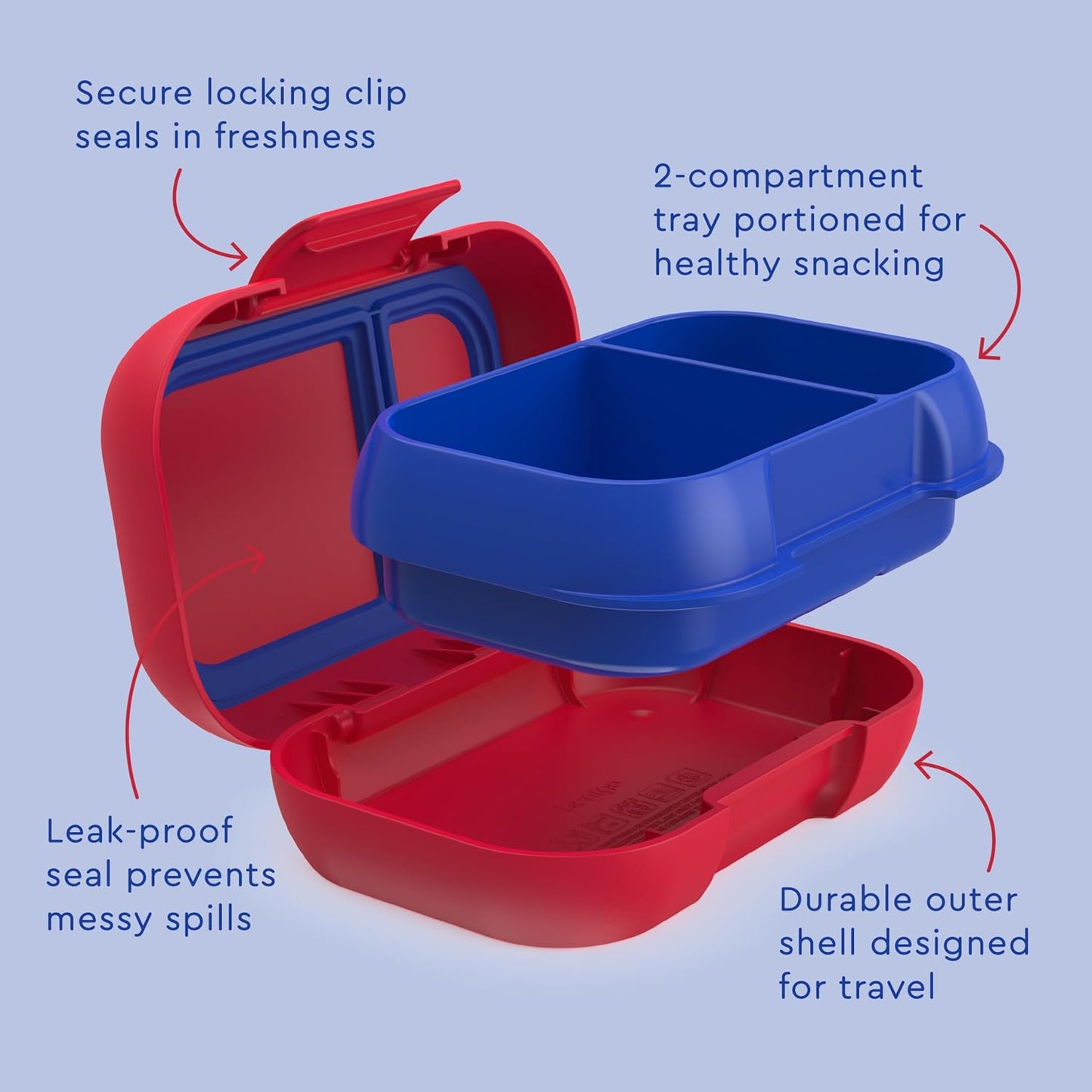 Bentgo Kids Snack - 2 Compartment Leak-Proof Bento Box Container for Snacks and Small Meals, Easy-Open Latch, Dishwasher Safe, BPA-Free for School, Daycare, & Sports - Ideal for Ages 3+ (Gray)