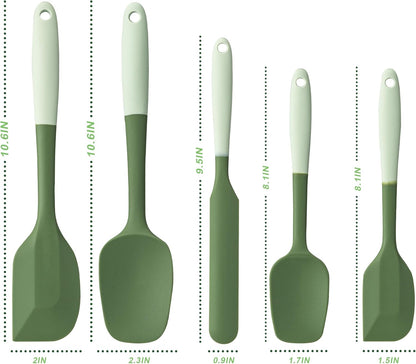 Silicone Spatula Set, 5 Piece Food Grade Rubber Spatulas for Baking, Cooking, and Mixing High Heat Resistant Non Stick Dishwasher Safe BPA-Free (Multicolor)