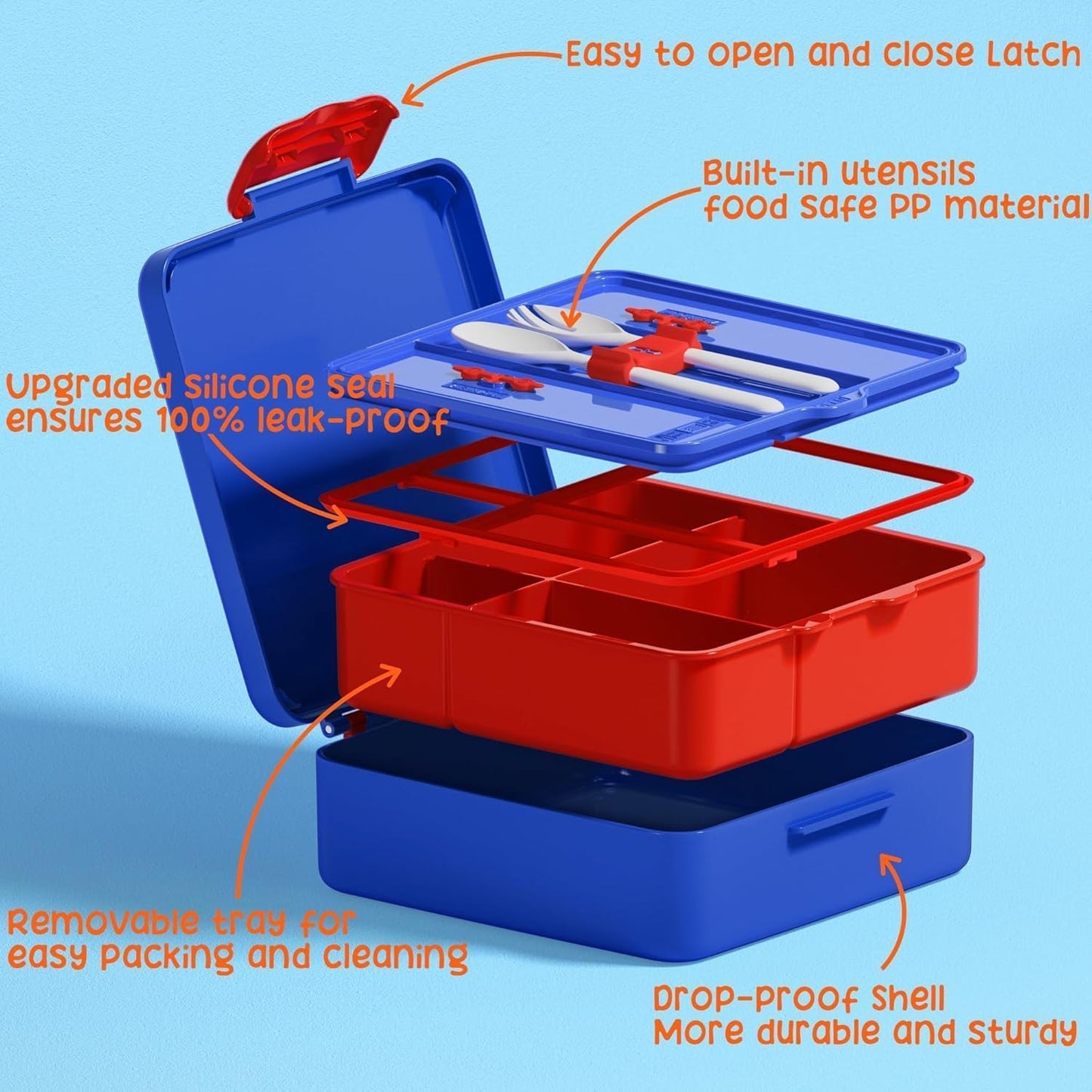 Fimibuke Kids Bento Snack Lunch Box with 4 Compartment, Insulated Lunch Bag, Stainless Steel Vacuum Thermo Food Jar, Ice Pack, Utensils Set, Birthday Gifts for Age 3-12 Back to School Toddler Girl Boy