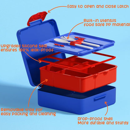 Fimibuke Kids Bento Snack Lunch Box with 4 Compartment, Insulated Lunch Bag, Stainless Steel Vacuum Thermo Food Jar, Ice Pack, Utensils Set, Birthday Gifts for Age 3-12 Back to School Toddler Girl Boy