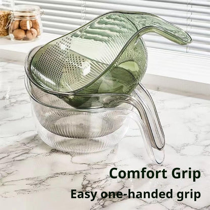 2027 New Aesthetic Multifunctional Rice Strainer with Handle (Gray+Green)