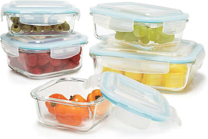 Gourmet Home Products 10 Pc Glass Food Storage Container Set with Locking Lids