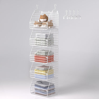 PUPPYCUTE Stackable Wire Storage Baskets for Kitchen Closet Pantry, Hanging Closet Organizers Storage Shelves Organization, Wall Mount Metal Basket Bins, Clothing Vegetable & Fruit Organizer 3 pcs