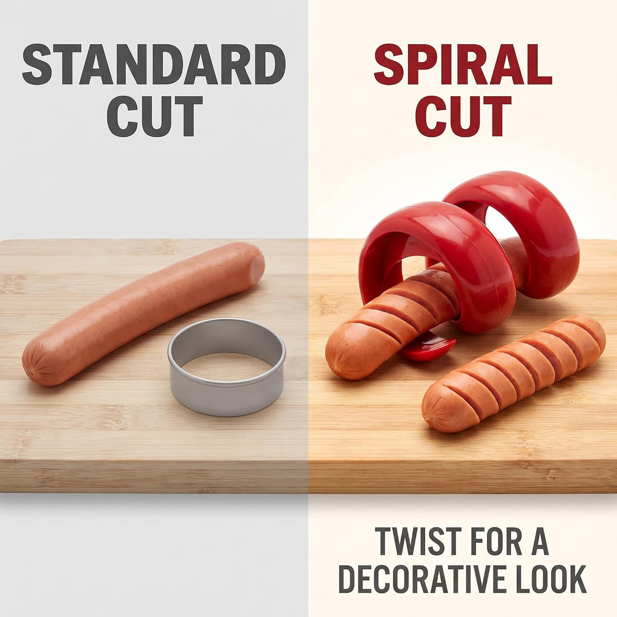 4Pcs Manual Fancy Sausage Cutter, Cyclone Barbecue Sausage Spiral Barbecue Hot Dogs Cutter Slicer Peelers, Peelers