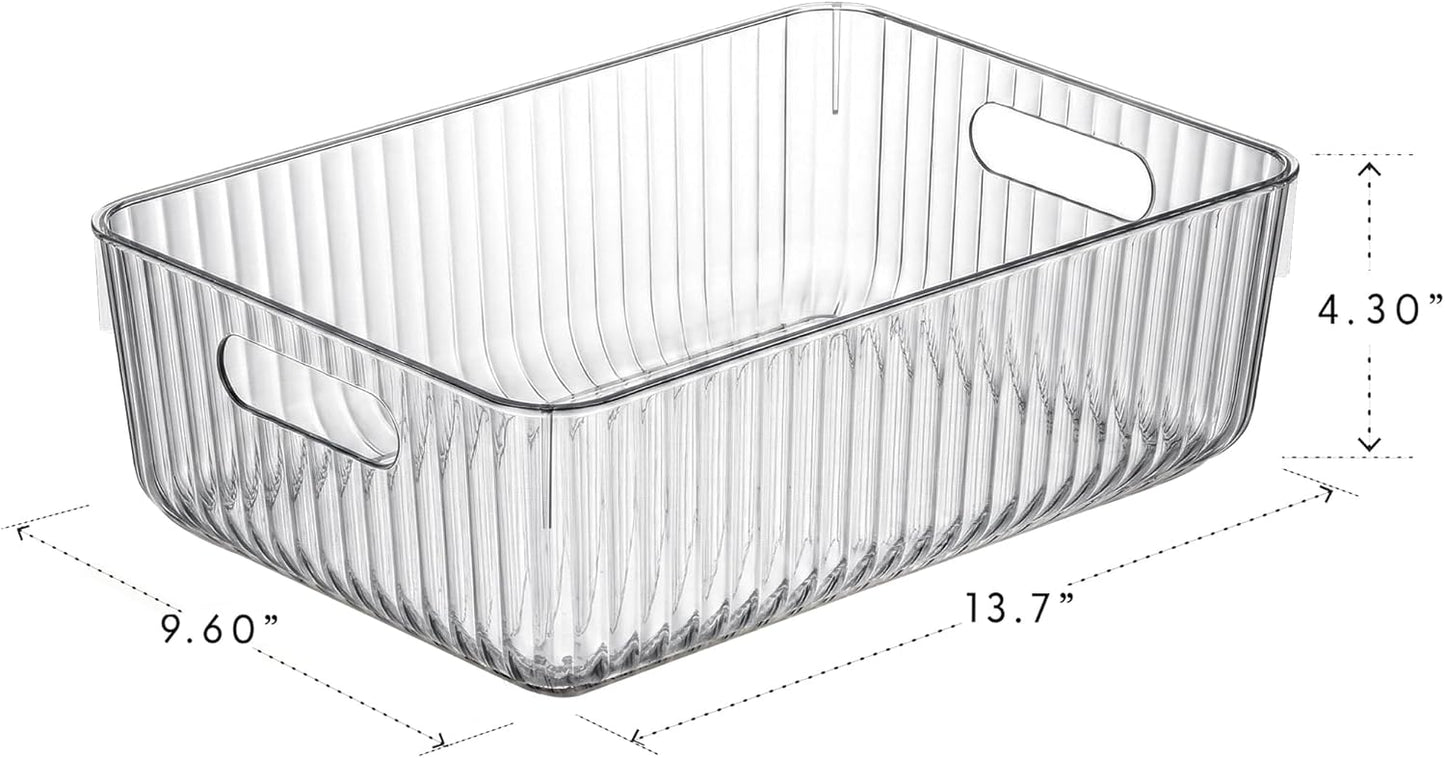 BINO | Plastic Storage Bins, X-Large | THE GATSBY COLLECTION | Clear Storage Bins for Organization | Pantry Organizers | Kitchen Organizer | Fridge & Freezer Organizer | Cabinet Plastic Containers