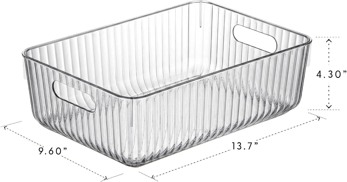 BINO | Plastic Storage Bins, X-Large | THE GATSBY COLLECTION | Clear Storage Bins for Organization | Pantry Organizers | Kitchen Organizer | Fridge & Freezer Organizer | Cabinet Plastic Containers