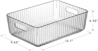 BINO | Plastic Storage Bins, X-Large | THE GATSBY COLLECTION | Clear Storage Bins for Organization | Pantry Organizers | Kitchen Organizer | Fridge & Freezer Organizer | Cabinet Plastic Containers