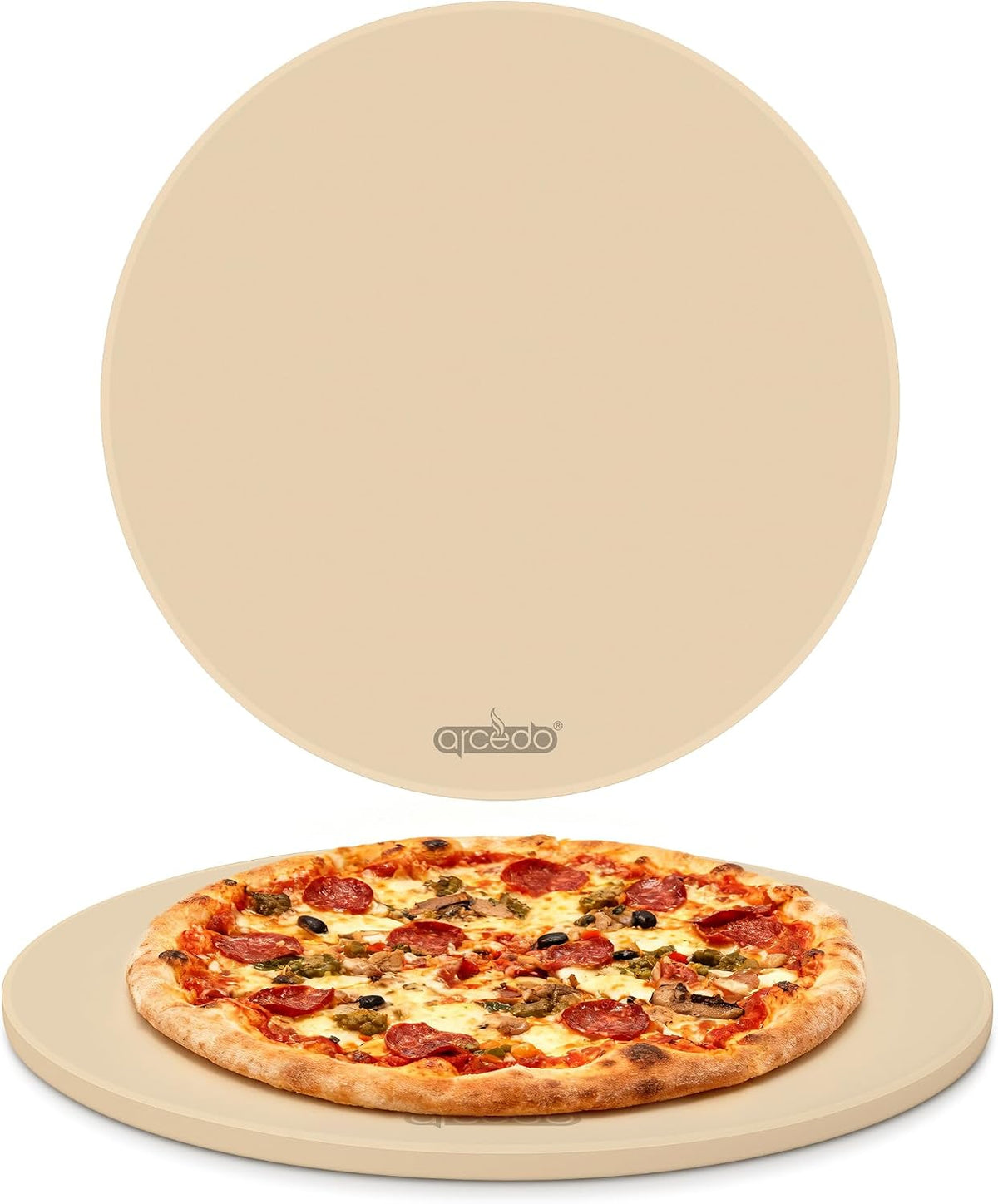 Arcedo Pizza Stone 16 Inch, Round Baking Stone for Bread, Cordierite