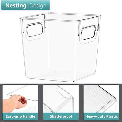 Sorbus Large Clear Plastic Storage Bins for Shelves, Clothes, with Handle - Clear Storage Bins, Drawer, Shelf, Closet, Pantry, Fridge, Freezer Organizer Bins, Closet Organizers and Storage (4 pack)