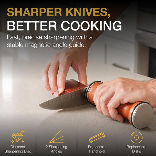 Rolling Knife Sharpener Kit, Diamond & Ceramic Sharpening Wheels, 15° & 20°