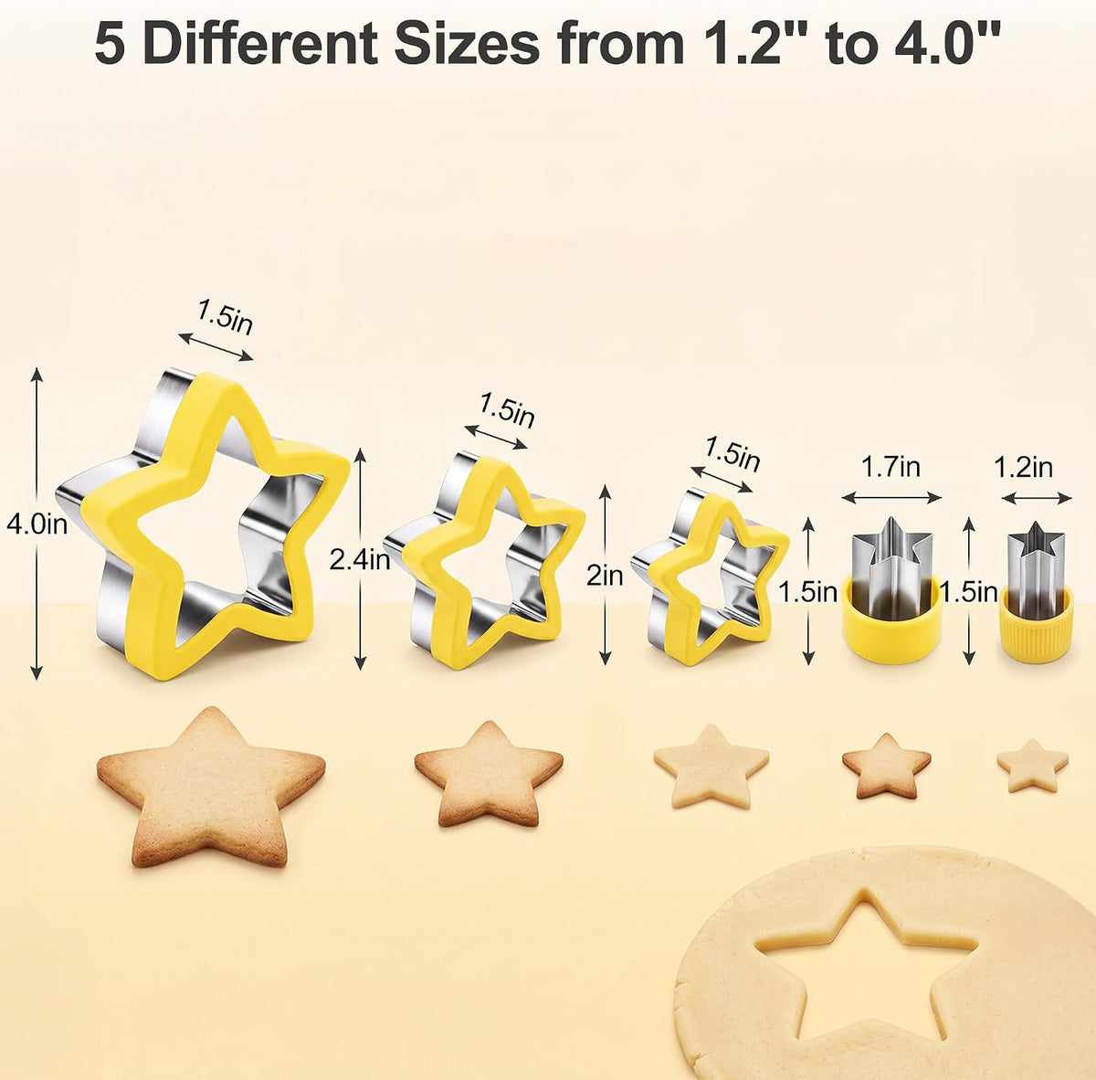 HOOMIL 12 Pcs Round Cookie Cutters, 1 to 4.5 Inch Graduated Set