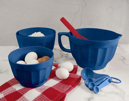 UP 4.3 Quart Latte Style Melamine Batter Bowl with Pour Spout and Handle, Professional Mixing Bowl with Non-Slip Base, Ideal for Pancake and Cake Batter, 11.5 x 8.75 Inch, Mint Blue