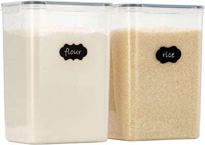 Chef's Path Extra Large Airtight Food Storage Containers with Lids, Pack of 2, 6.5L, 220Oz, Airtight Kitchen and Pantry Bulk Canisters for Flour, Sugar, Rice, and Baking Supplies - Transparent
