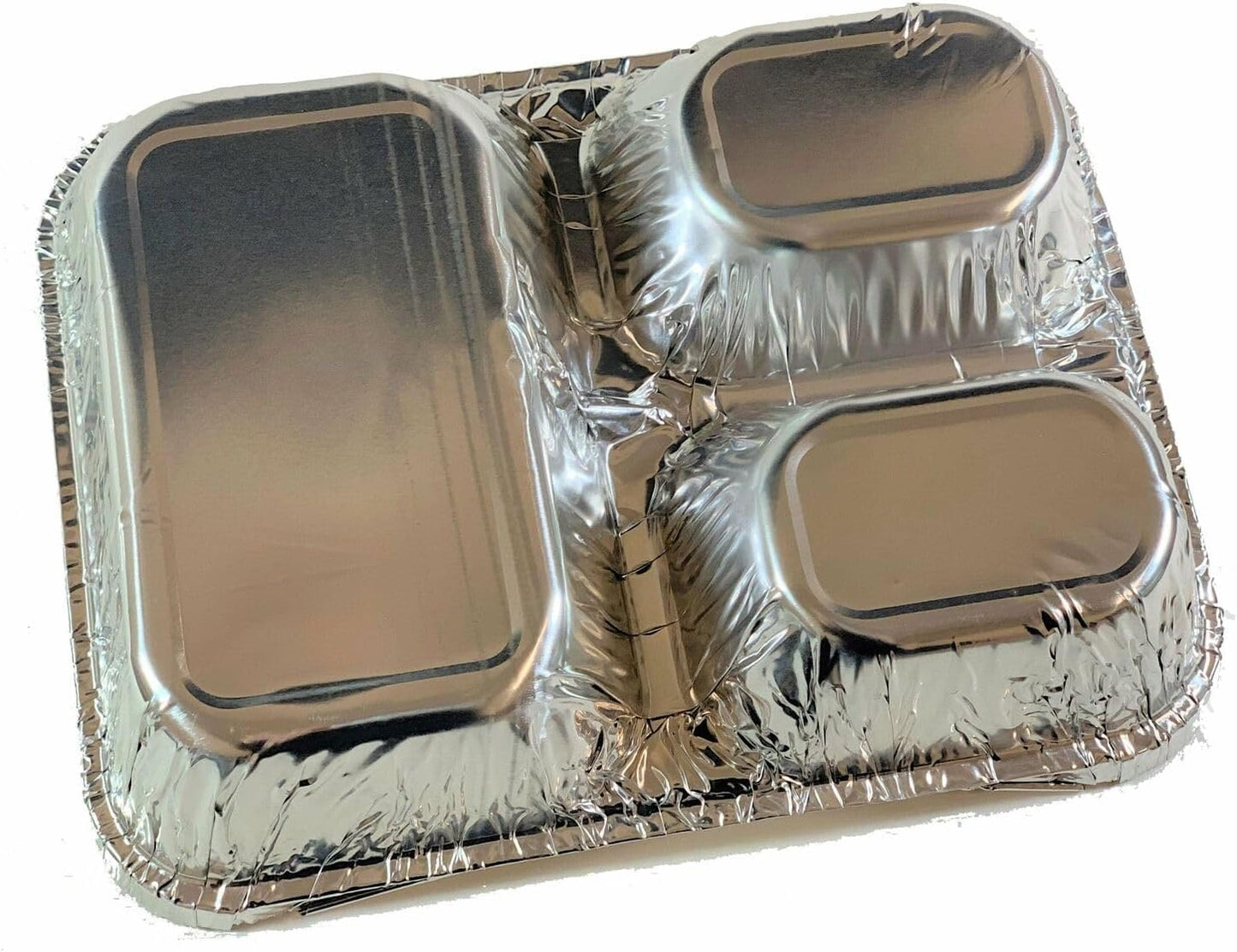 DCS Deals Disposable Aluminum Dinner Tray with Paper Lids (Pack of 50) – 3 Compartment Foil Pan – Perfect for On the Go Lunches, Leftovers, TV Plate or Takeout Convenient Airline Food Tray