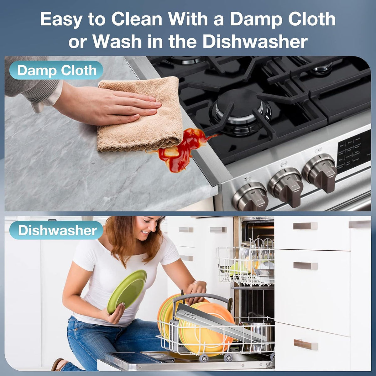2PCS Kitchen Stove Counter Gap Covers Stainless Steel (13.8"-27.5" Silver)