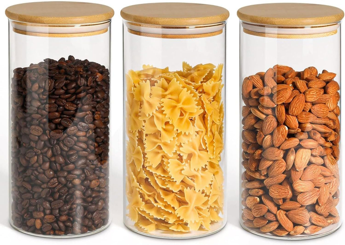 ComSaf 2Pcs Large Glass Storage Containers with Lids 4Qt, 1 Gallon Wide Mouth Flour Sugar Storage Containers, Large Capacity and Sealed for Rice, Cereal, Oat, Easy Clean and Scoop, Pantry Organization