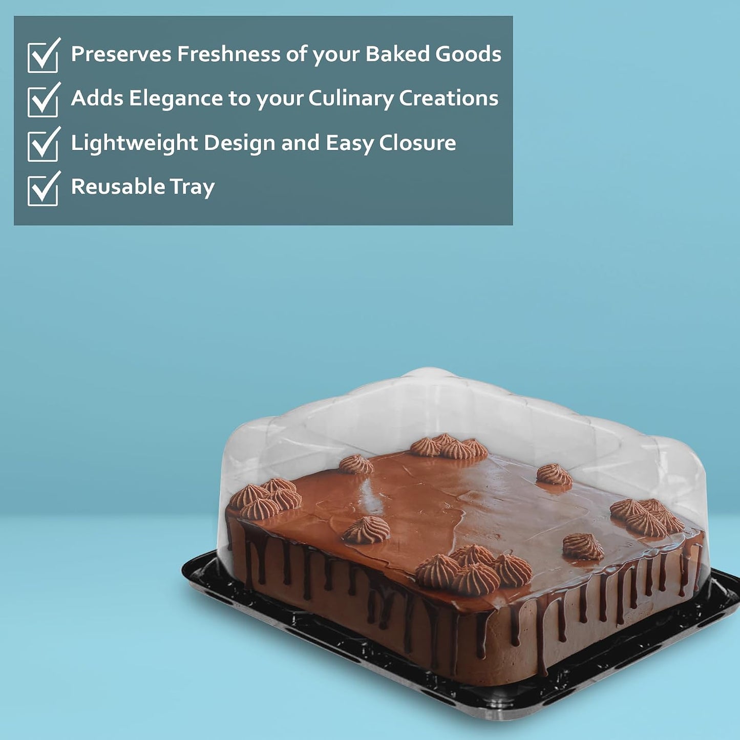 MT Products Round PET Plastic Cake Container 8" - Plastic Bakery Boxes (Pack of 5) - Made in the USA