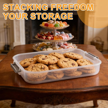 4-Tier Cookie Container with Airtight Lid and Handle Stackable Food Storage Container Dumpling Storage Box Portable Cookie Carrier for Cupcakes Desserts Wonton and Snacks