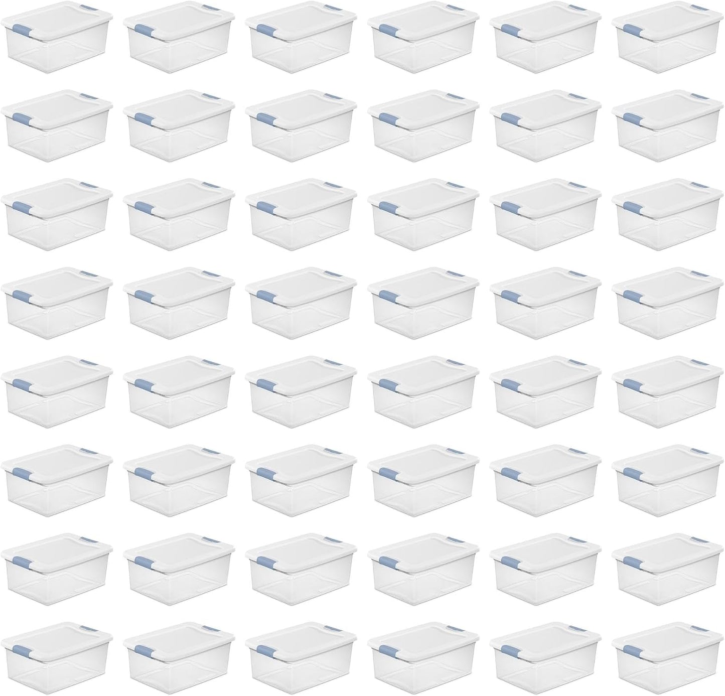 Sterilite 6-Pack Latching Box, Under Bed Storage Bins with Lids, Clear Plastic, 25 Quart - Heavy-Duty Organizing Containers for Closet, Bathroom, and Office