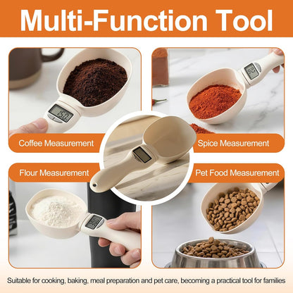 New Digital Measuring Spoon, Electronic Measuring Spoon 800g/0.1g High Precision with Screen, Smart Adjustable Measure Cup with LCD Screen for Home Cooks Bakers Pet Owners